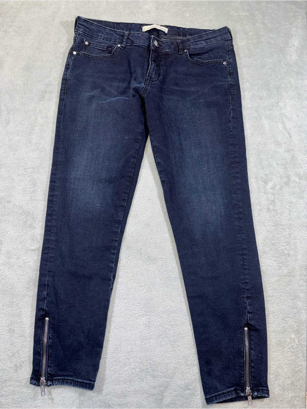 Mango Dark Wash Ankle Zip Skinny Jeans Size 8